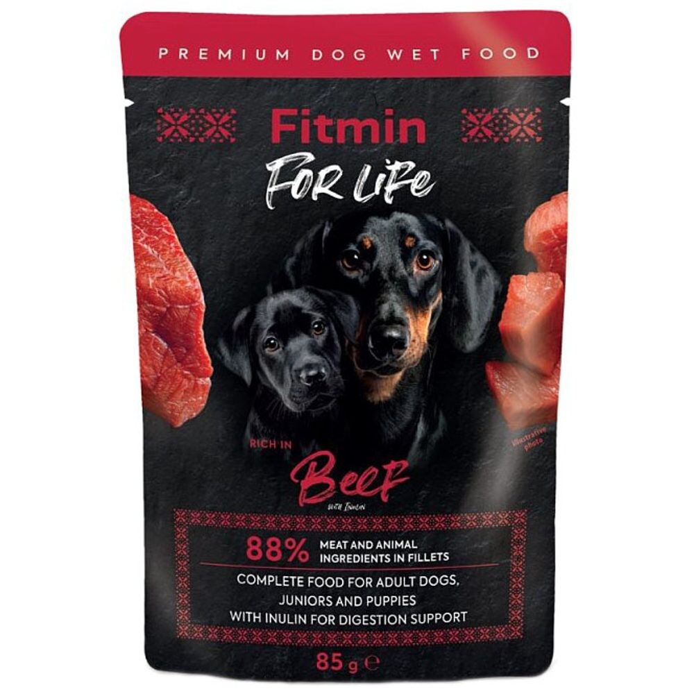 Fitmin Dog For Life kapsička Adult/Puppy Beef with inulin 85 g | Kapsička pro psy