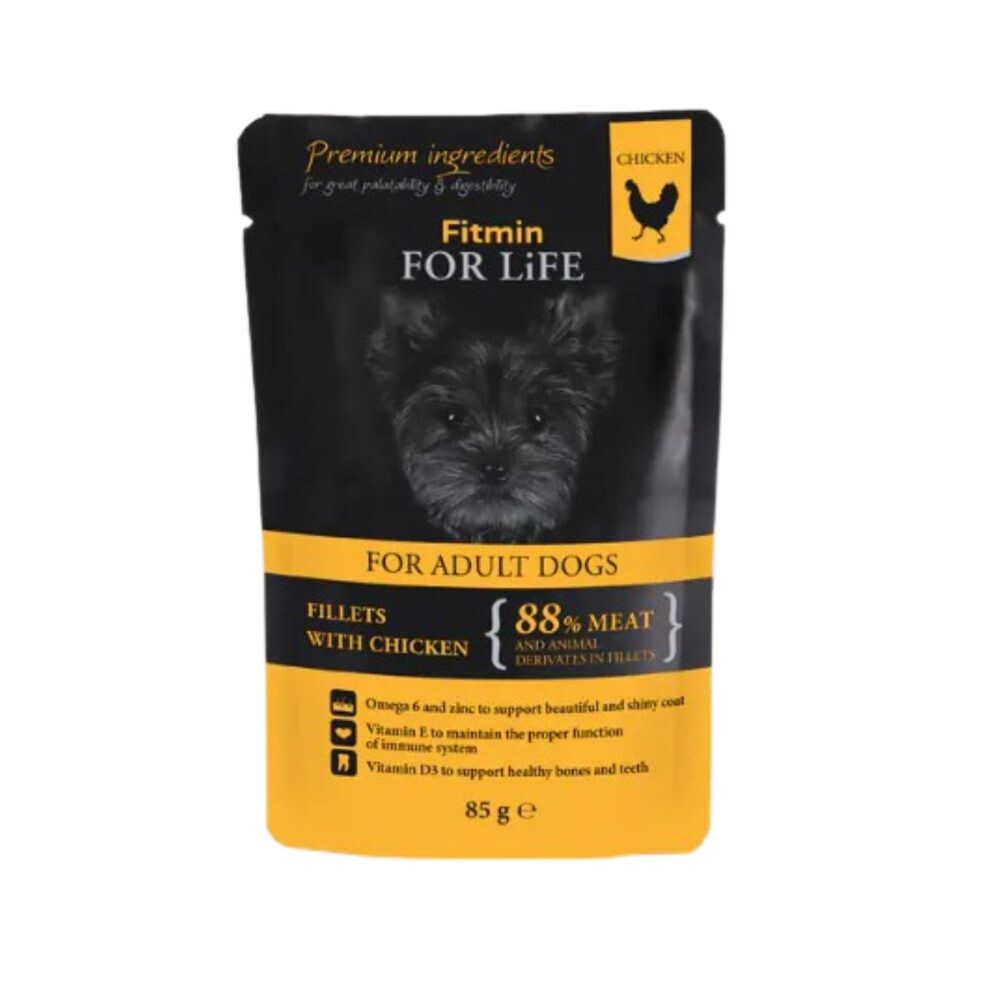 Fitmin Dog For Life kapsička Adult Chicken with Ham in Jelly 85 g | Kapsička pro psy