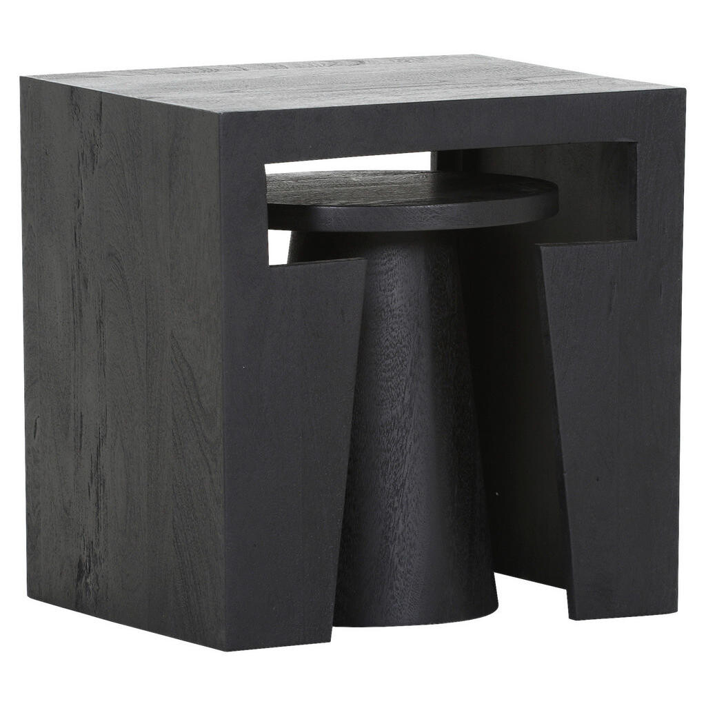 Carryhome SADA STOLKŮ, mangové dřevo, černá