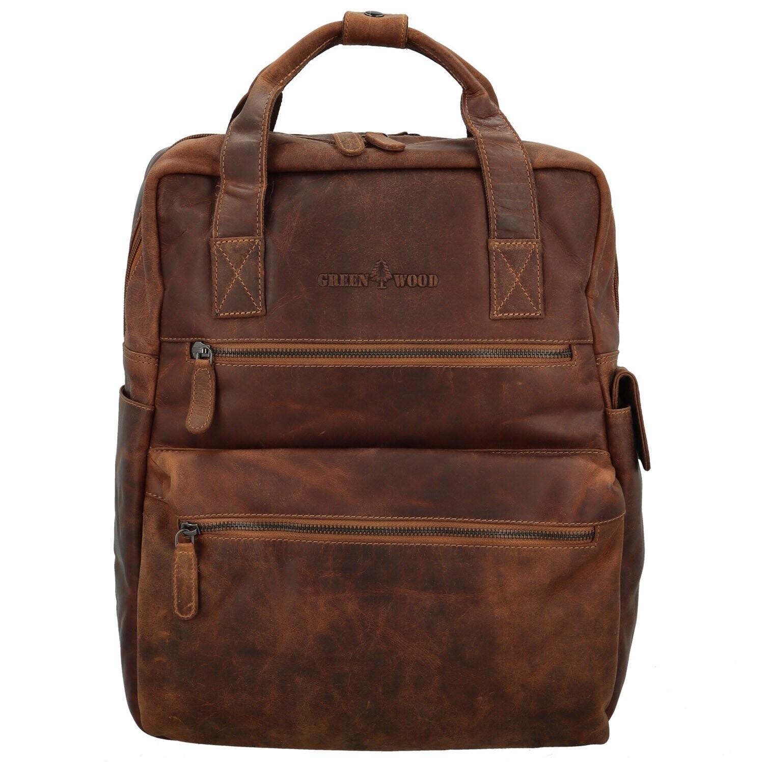 Pánský kožený batoh světle hnědý - Greenwood Rufus hnědá