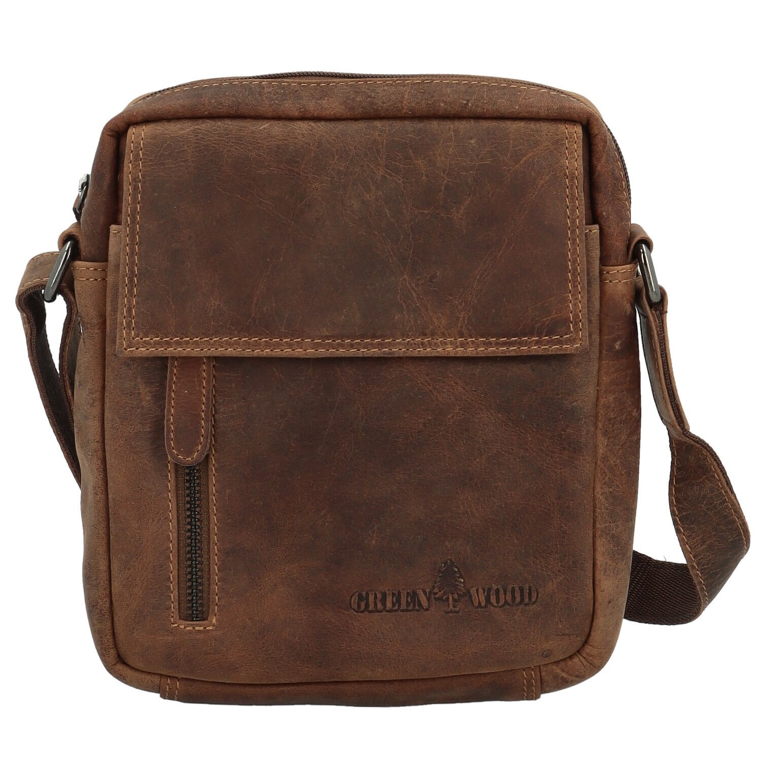 Pánská kožená crossbody taška hnědá - Greenwood Hovard hnědá