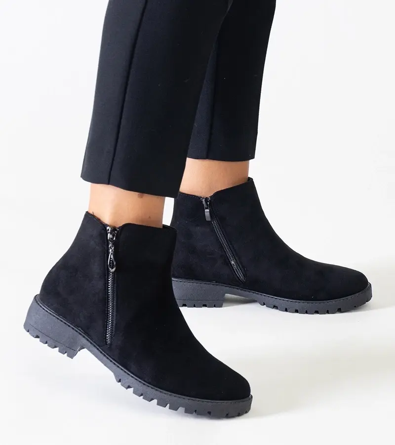 Gemre Black ankle boots with metallic inserts eco-suede Branda