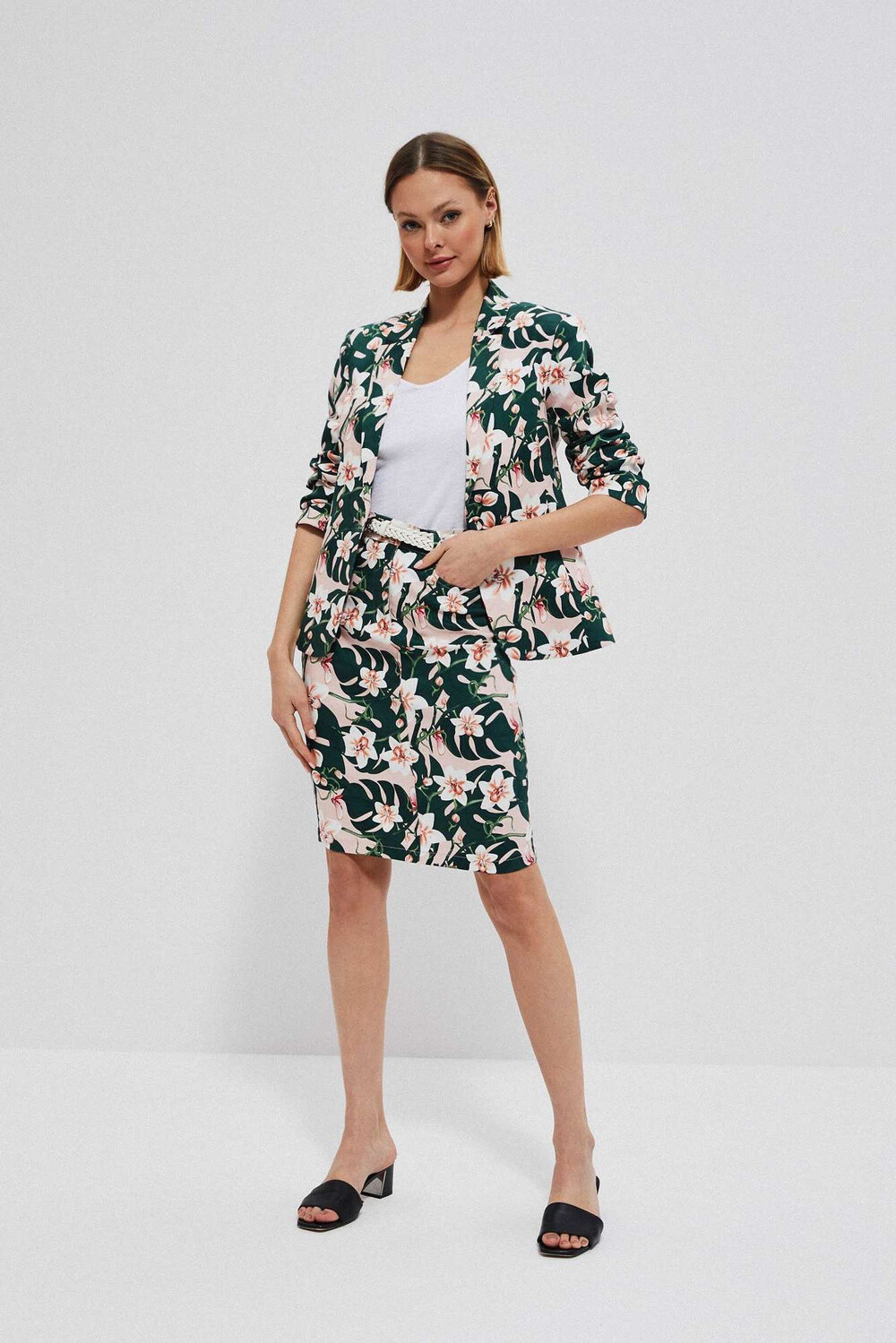 Marisse Skirt With A Floral Print L-Sc-3713 L.Beige