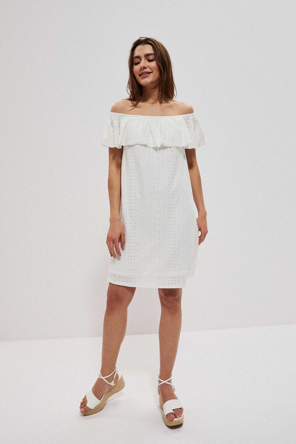 Marisse Openwork Dress With Bare Shoulders L-Su-3748 Off White