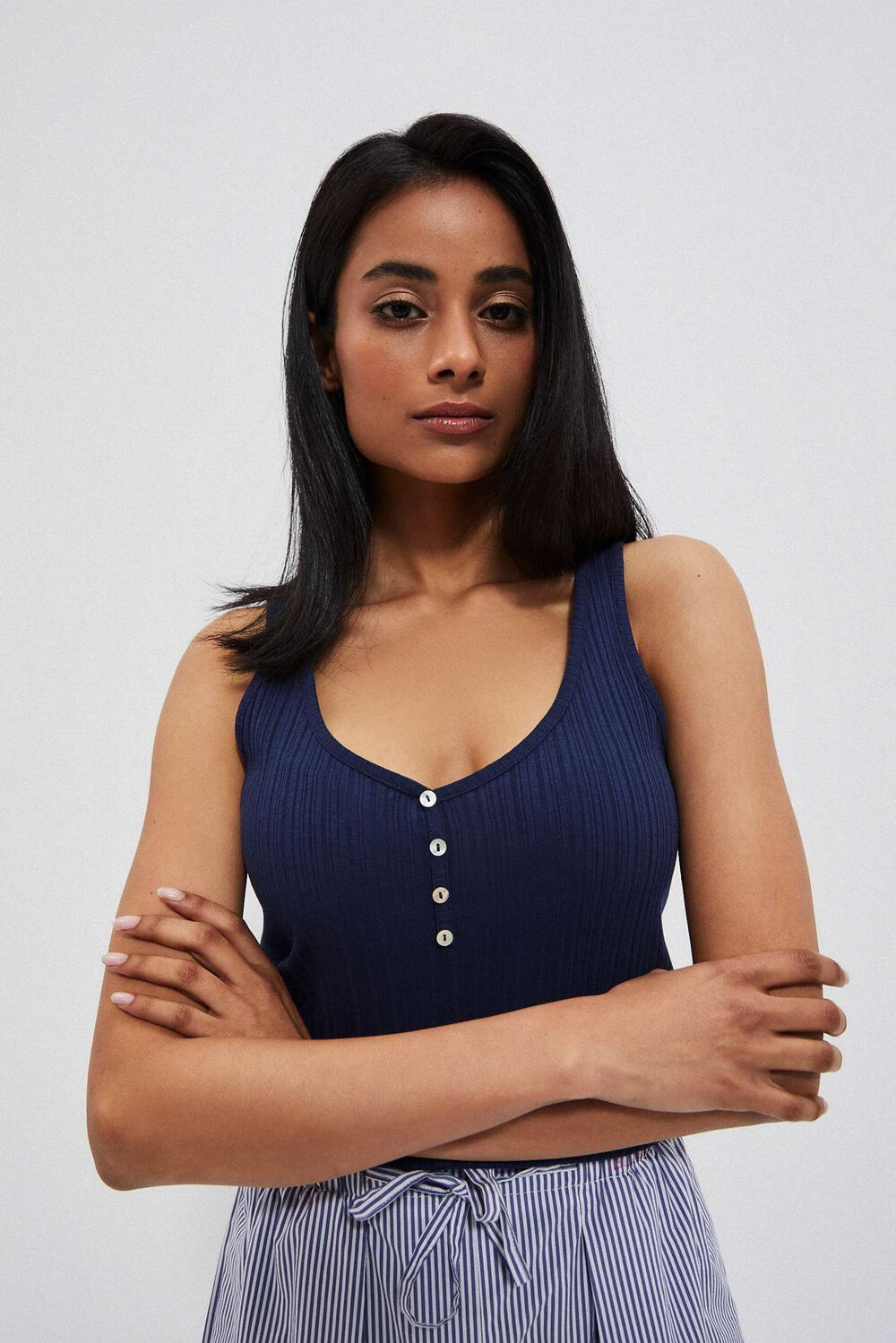 Marisse Women's T-Shirt L-Ts-3842 Navy