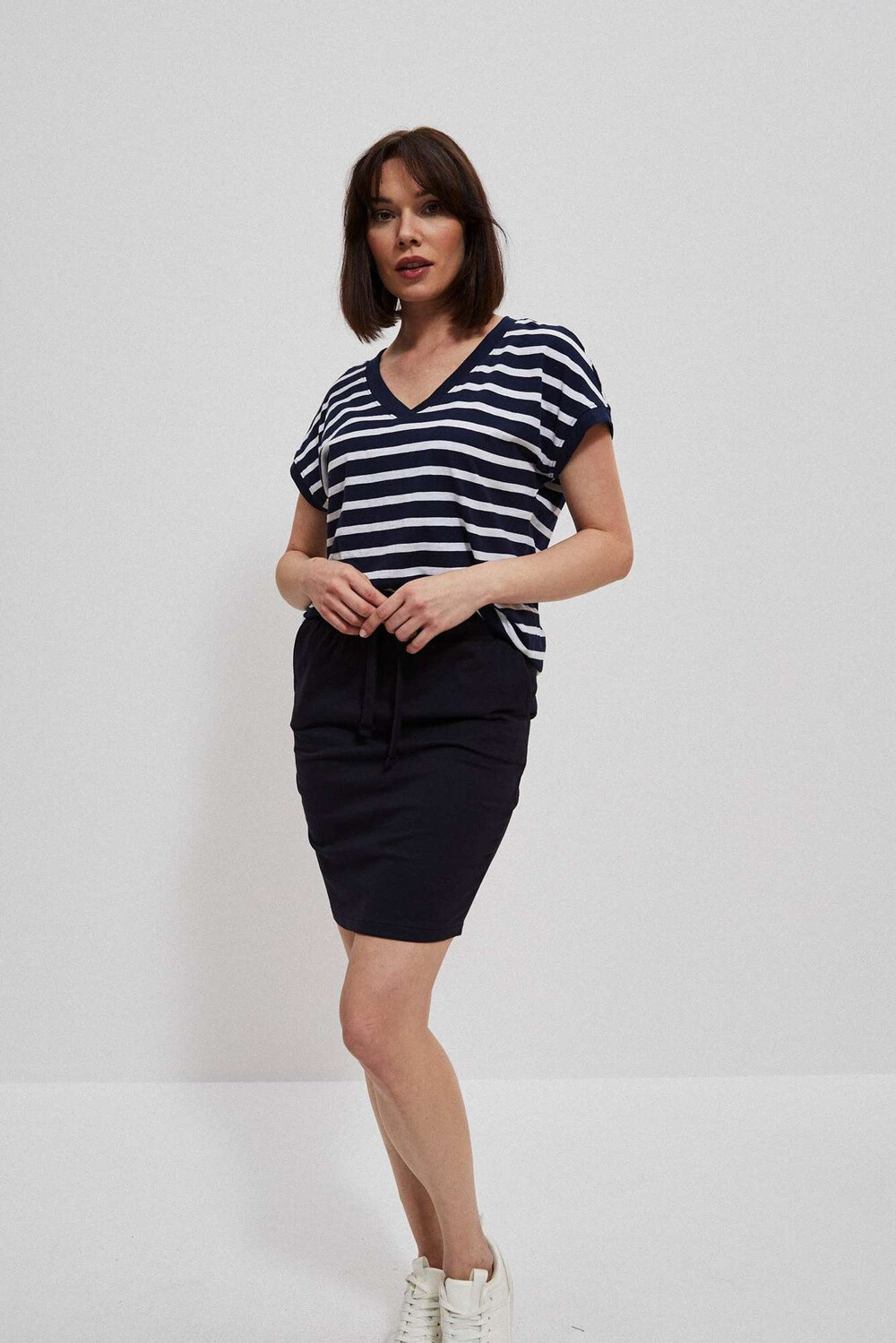 Marisse Smooth Navy Blue Above-The-Knee Skirt
