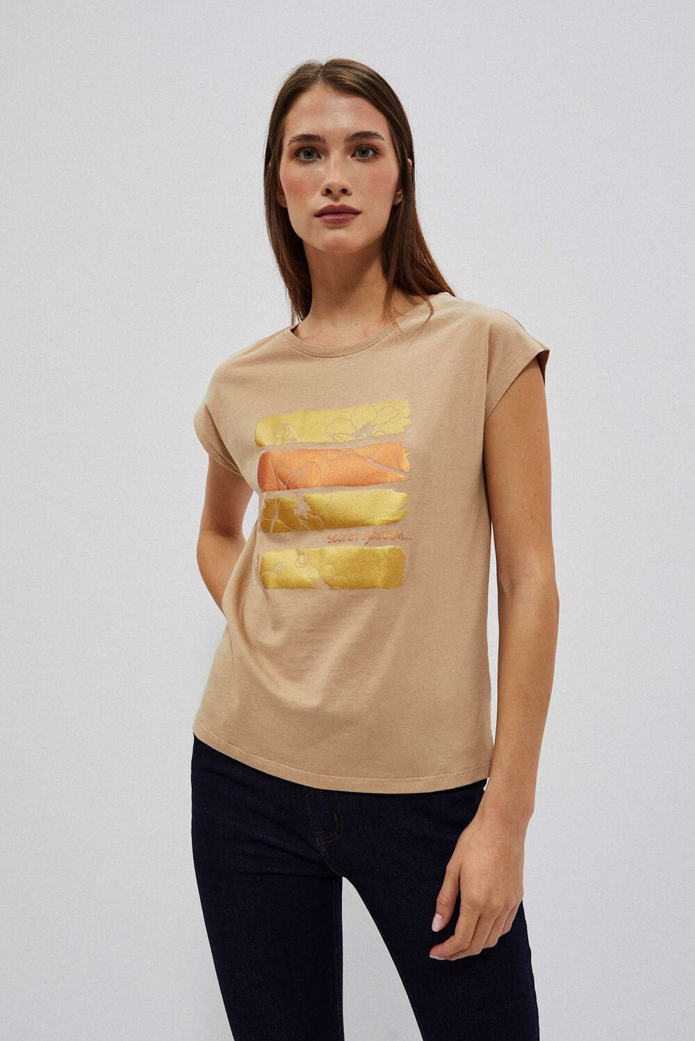 Marisse Women's T-Shirt L-Ts-4038 D.Beige