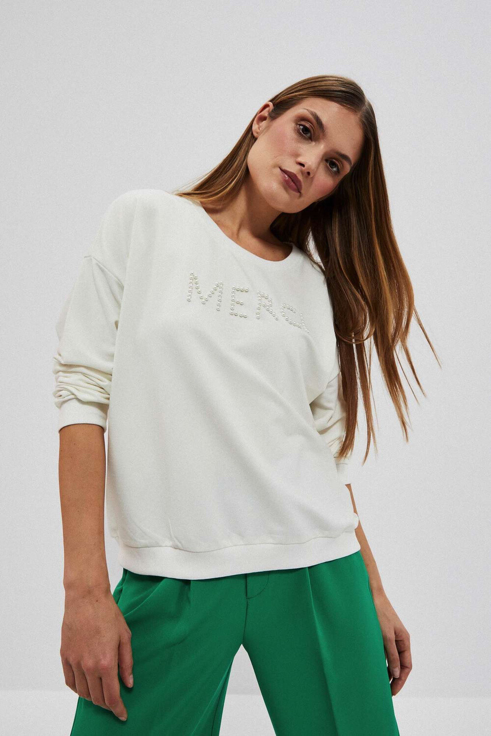 Marisse Women's Sweatshirt L-Bl-4007 Off White
