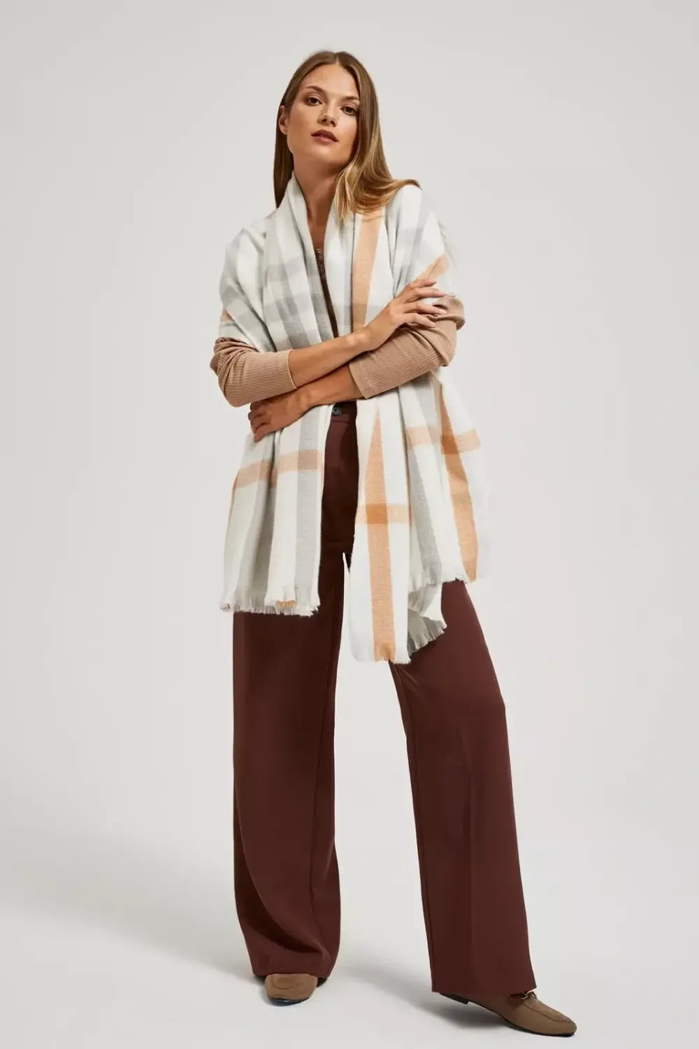 Marisse Pearl Checkered Scarf