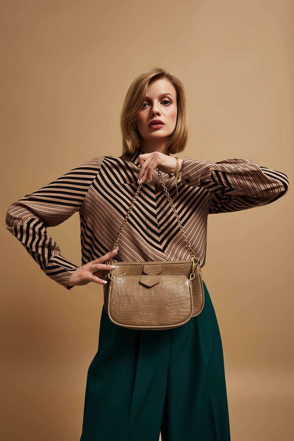 Marisse Dark Beige Shoulder Bag