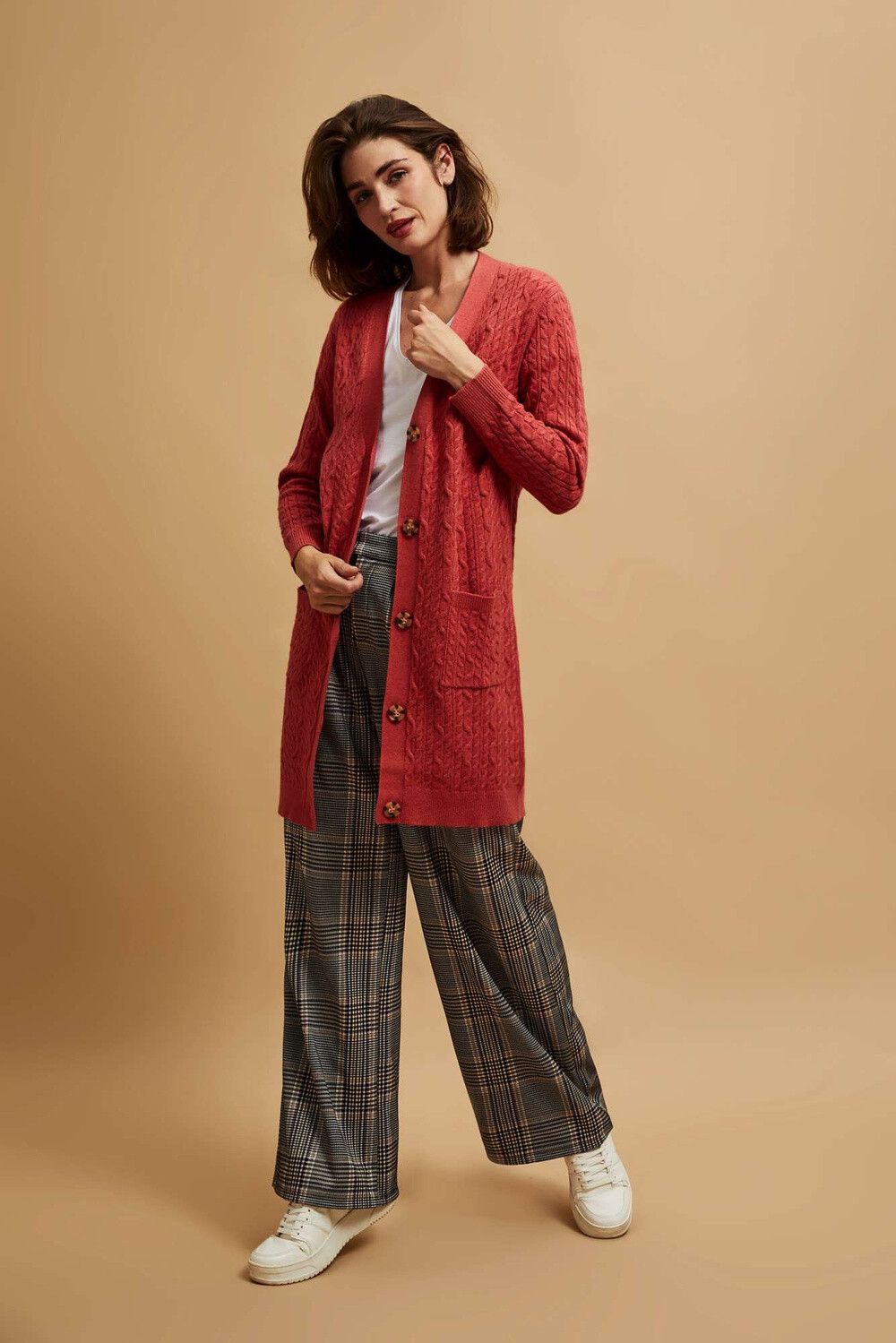 Marisse Long Raspberry Cardigan