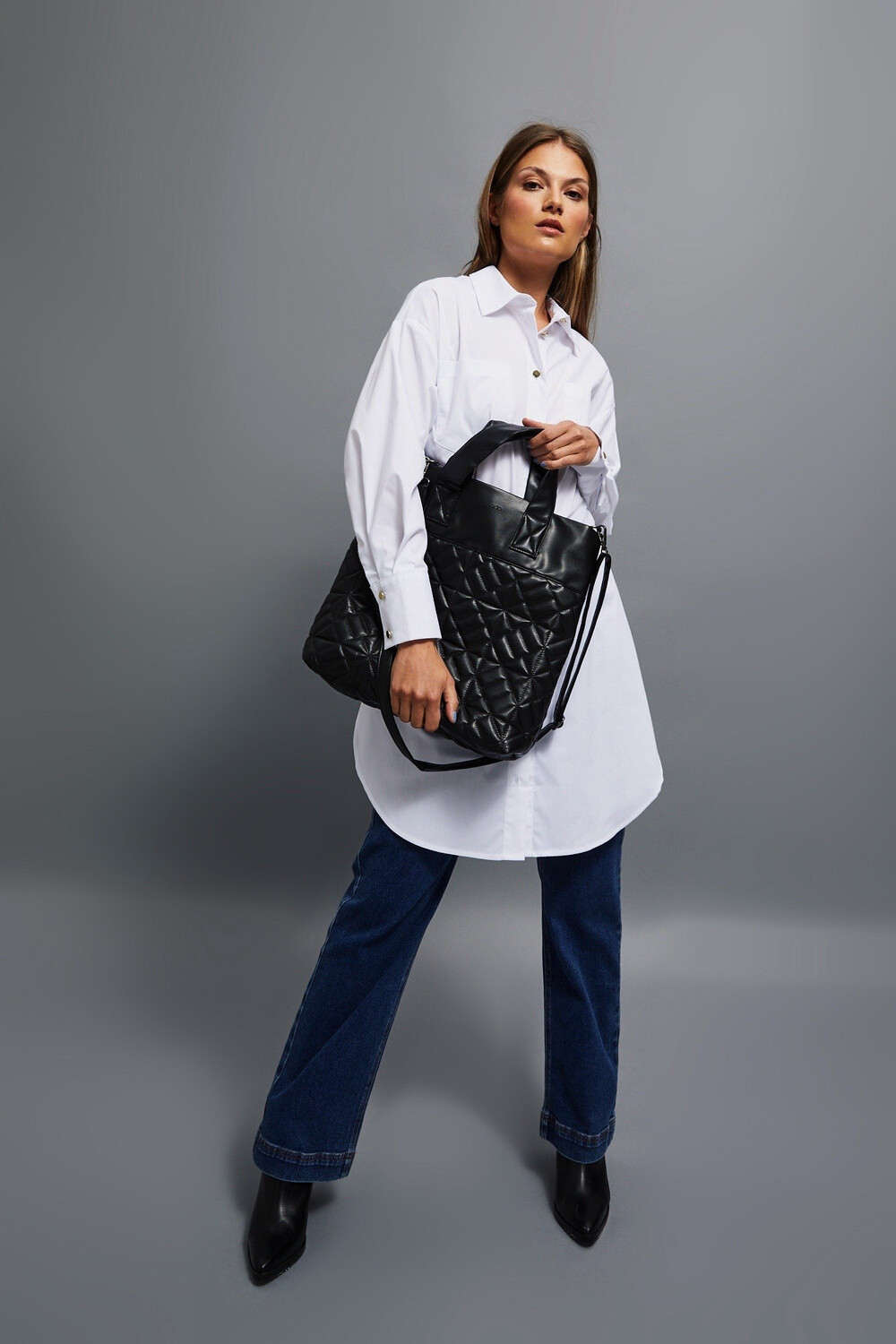 Marisse Quilted Shoulder Bag Made Of Eco-Leather, Black