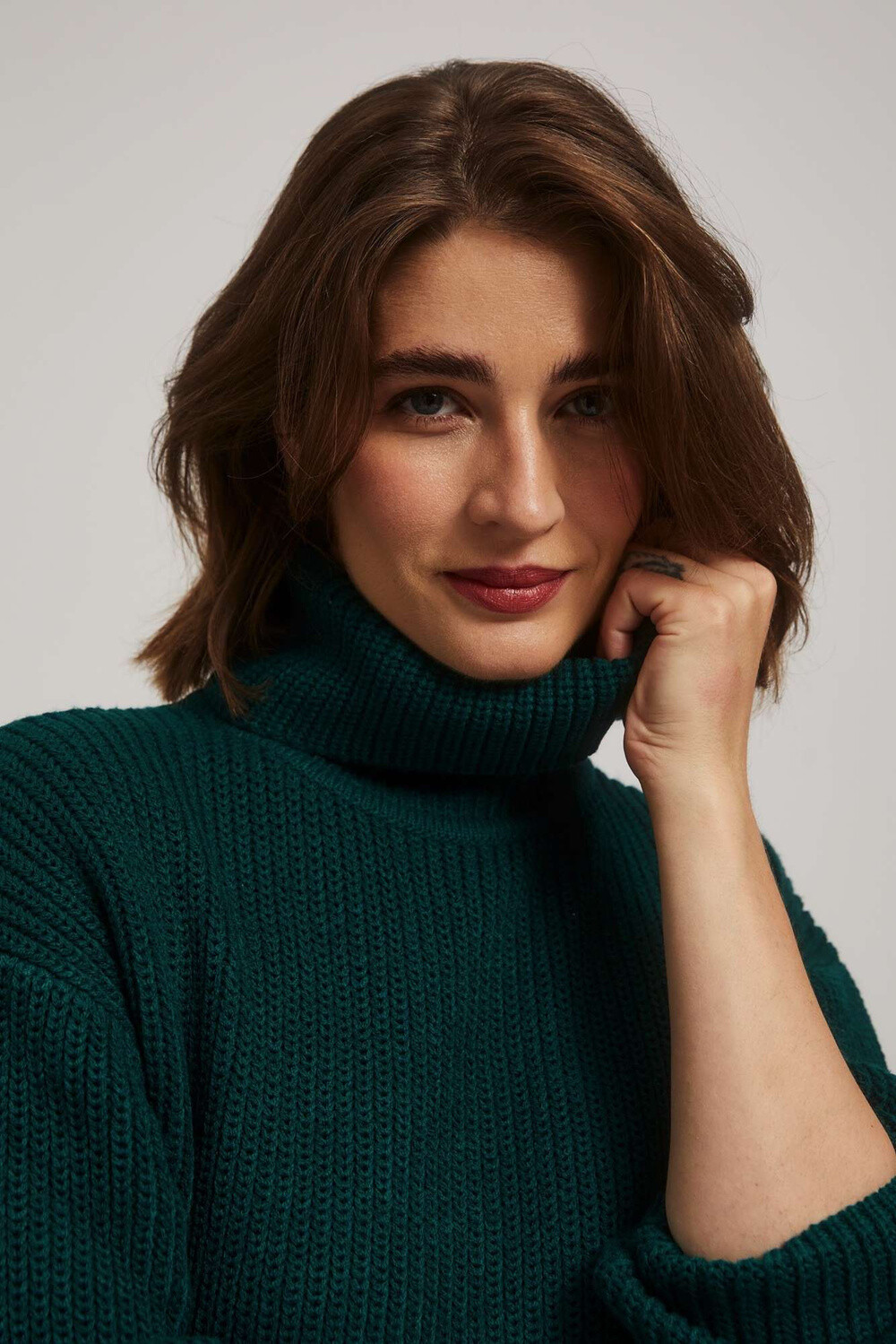 Marisse Emerald Turtleneck Sweater Dress
