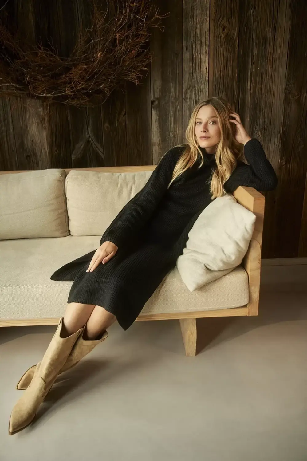 Marisse Black Turtleneck Sweater Dress