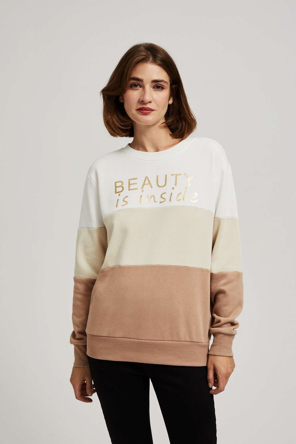 Marisse Dark Beige Printed Sweatshirt