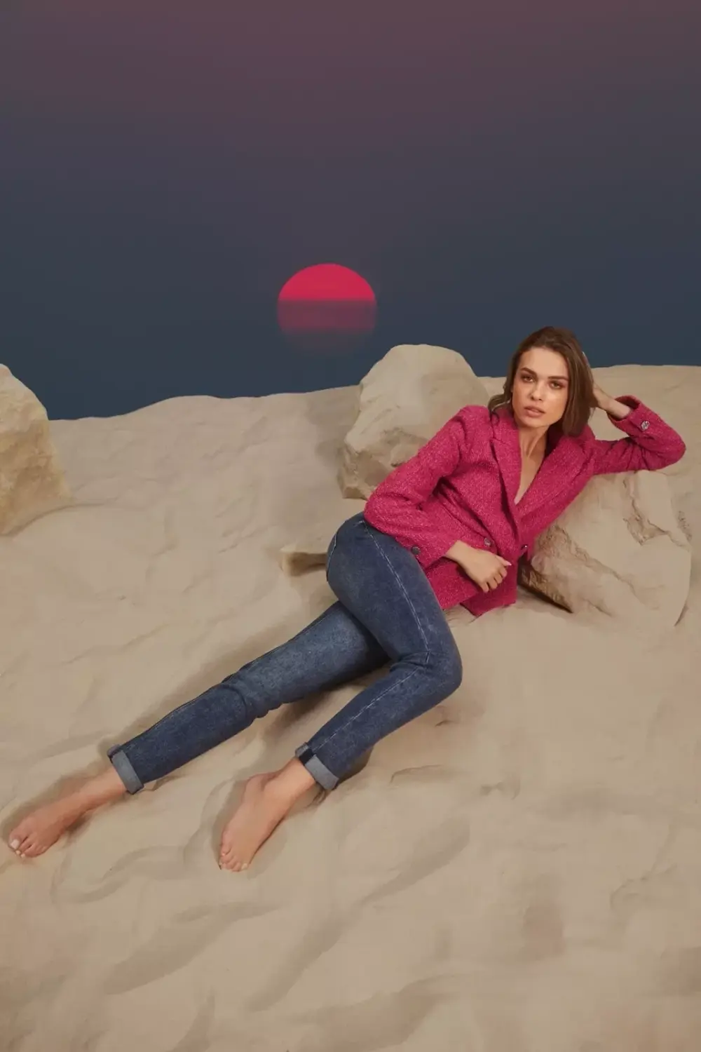 Marisse Navy Blue Boyfriend Jeans