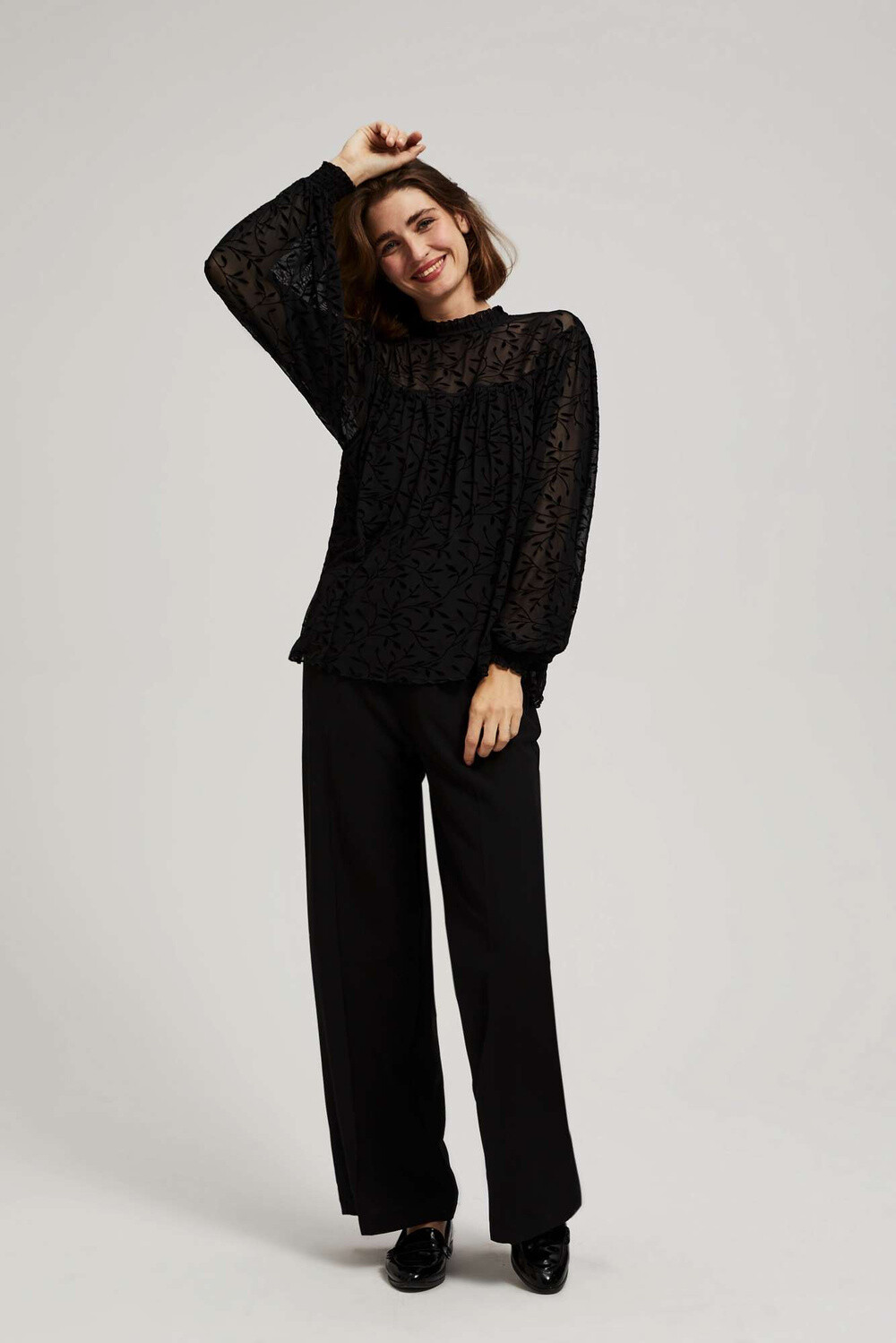 Marisse Black Puff Sleeve Shirt