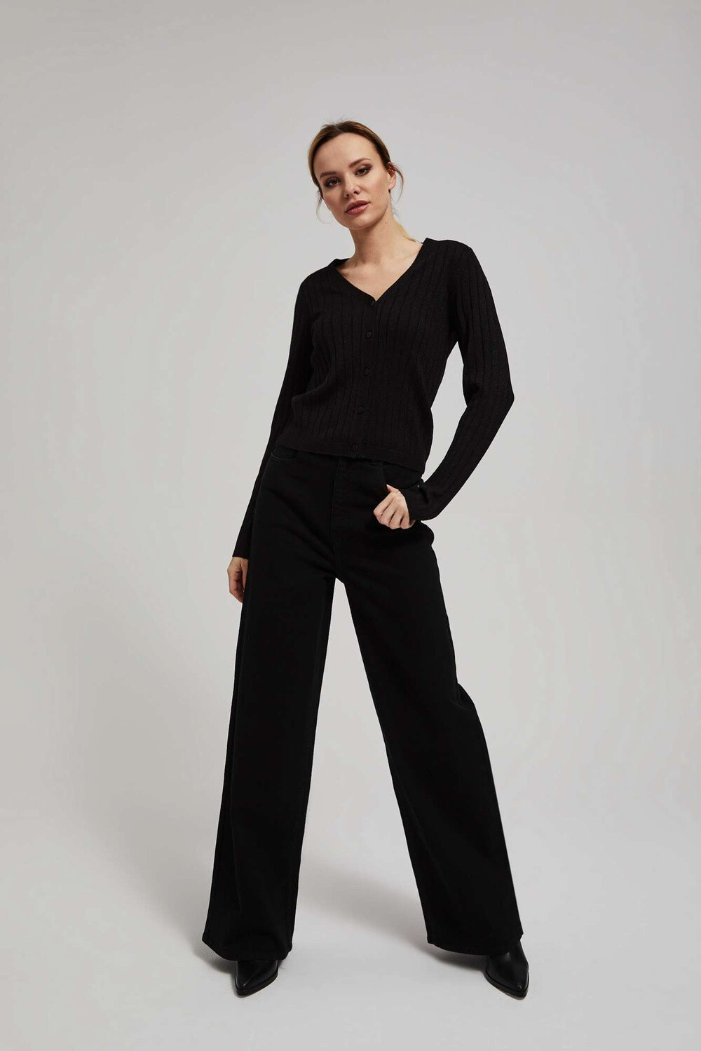 Marisse Black Sweater Decorated With Metallic Thread