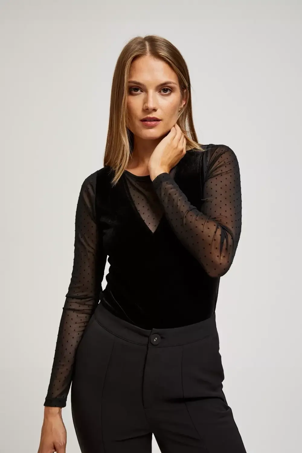 Marisse Blouse With Openwork Sleeves