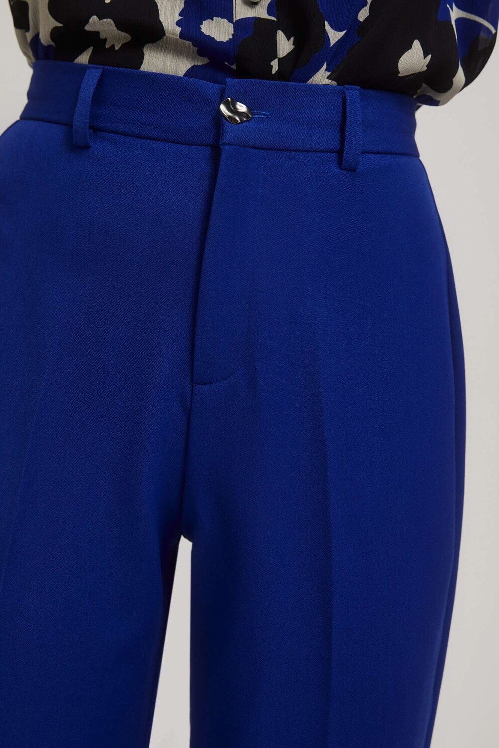 Marisse Blue Wide-Leg Creased Trousers