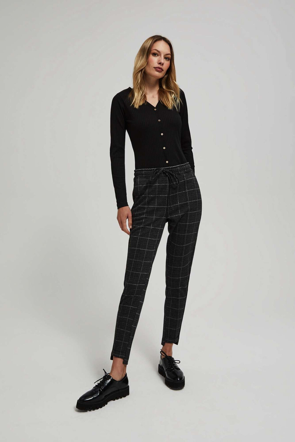 Marisse Black Checkered Trousers