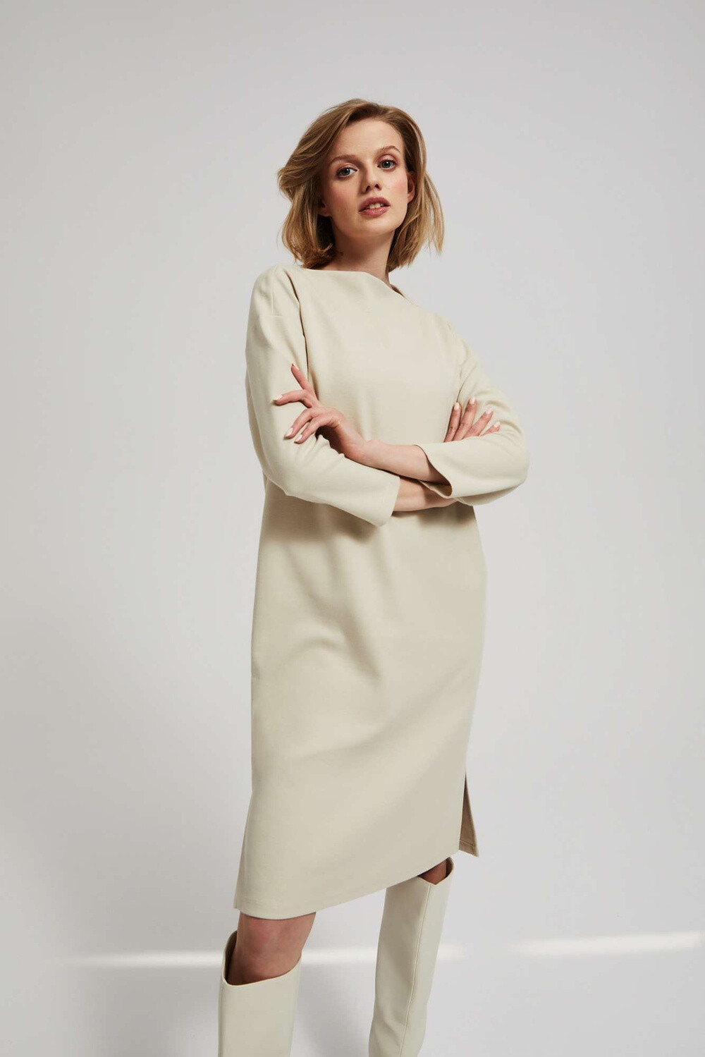 Marisse Simple Dress With 3/4 Sleeves