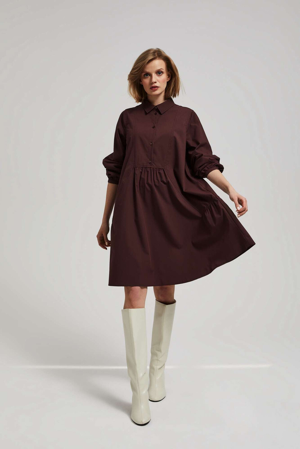 Marisse Brown Shirt Dress