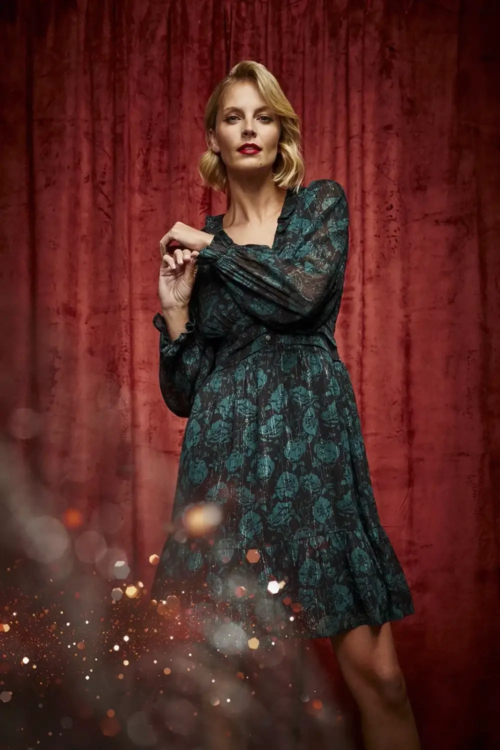 Marisse Chiffon Dress With A Floral Pattern