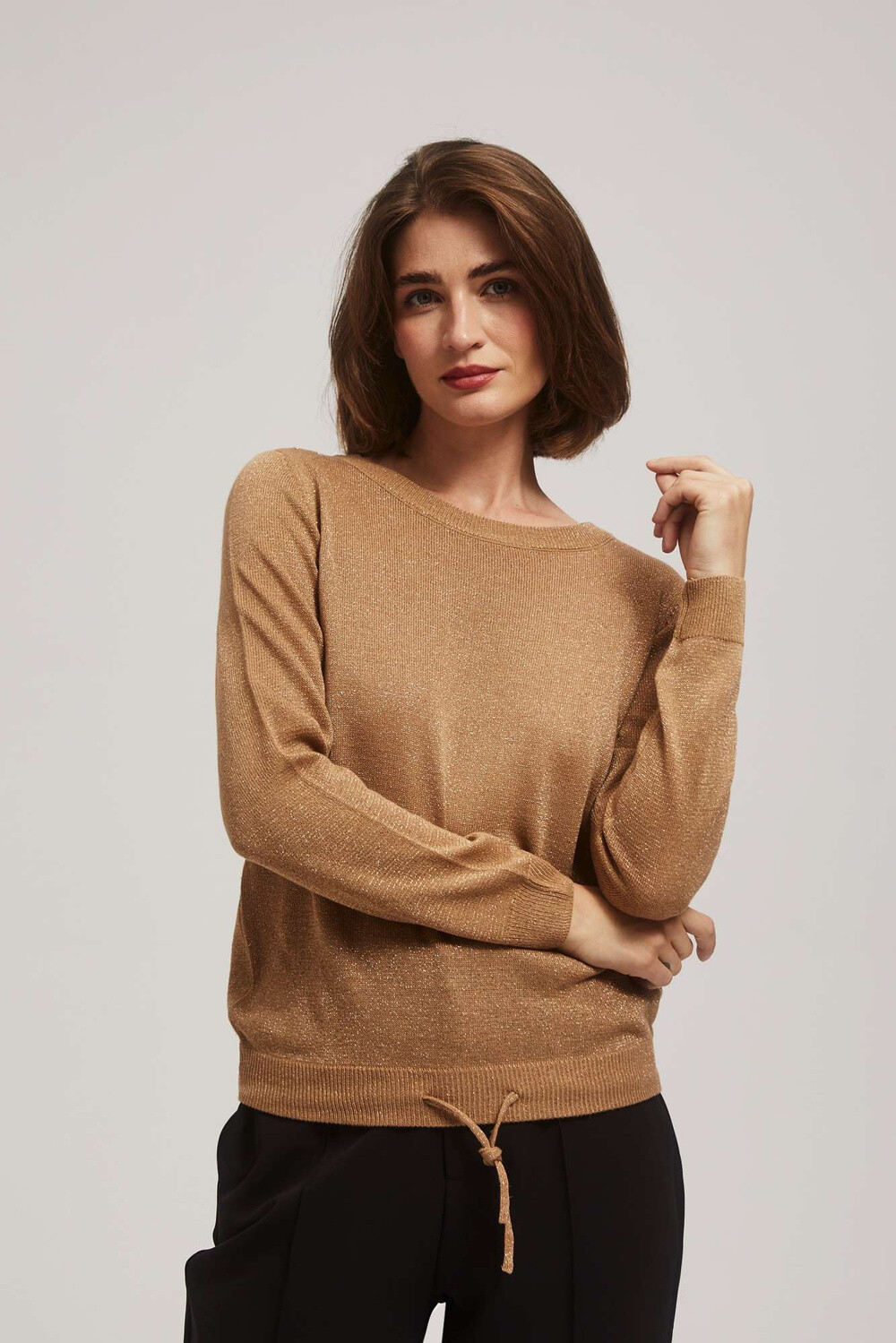 Marisse Sweater With Metallic Thread And Tie