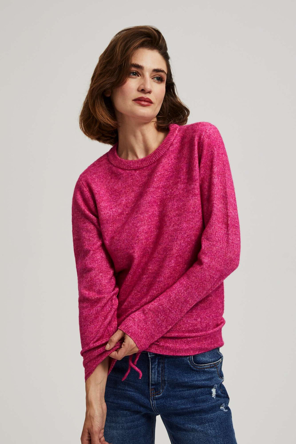 Marisse Fuchsia Tie Sweater