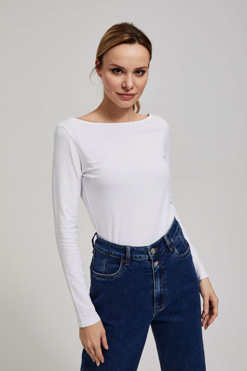 Marisse Fitted Long-Sleeved White Blouse