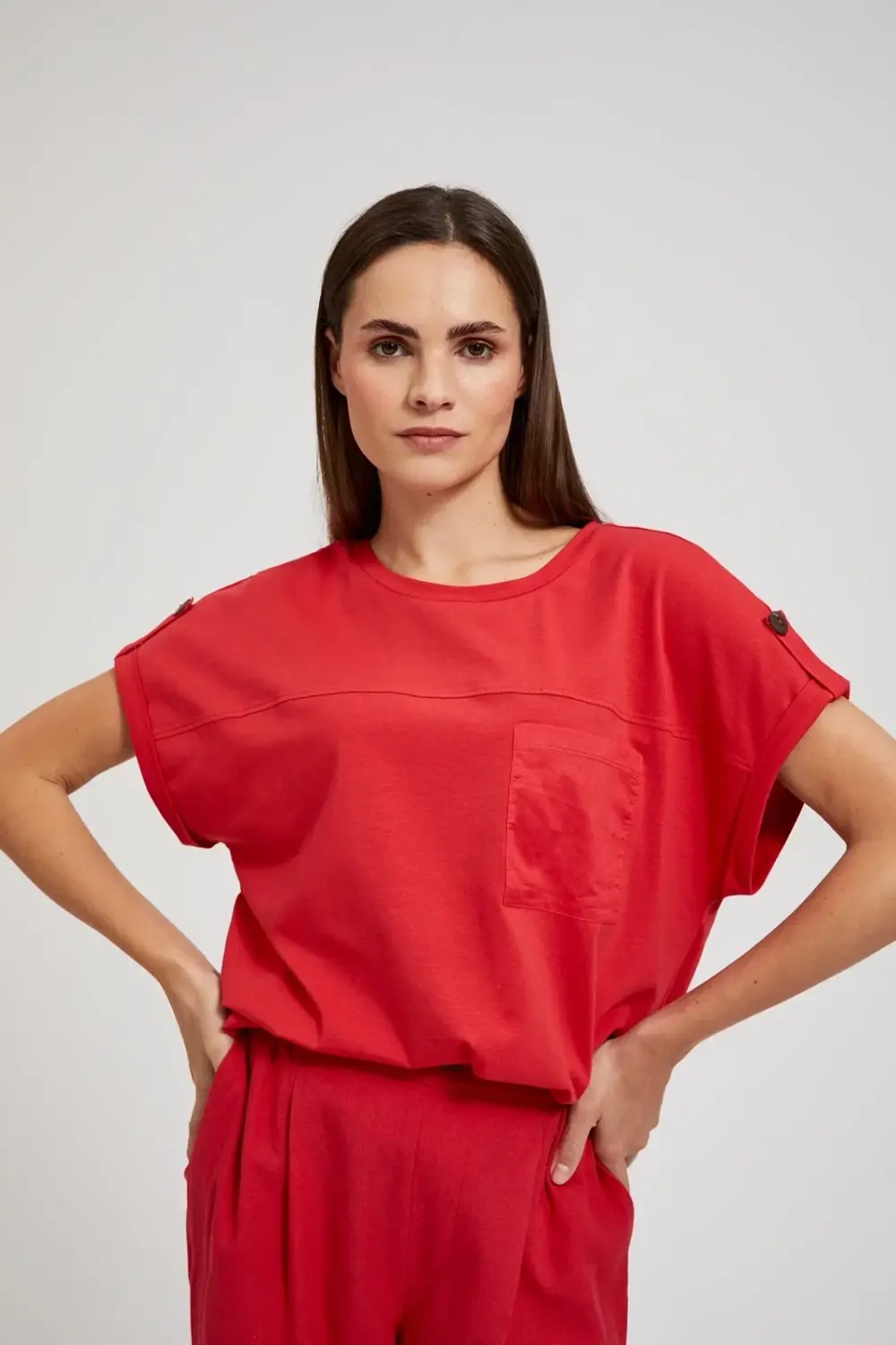 Marisse Women's Blouse L-Ts-4417 Red
