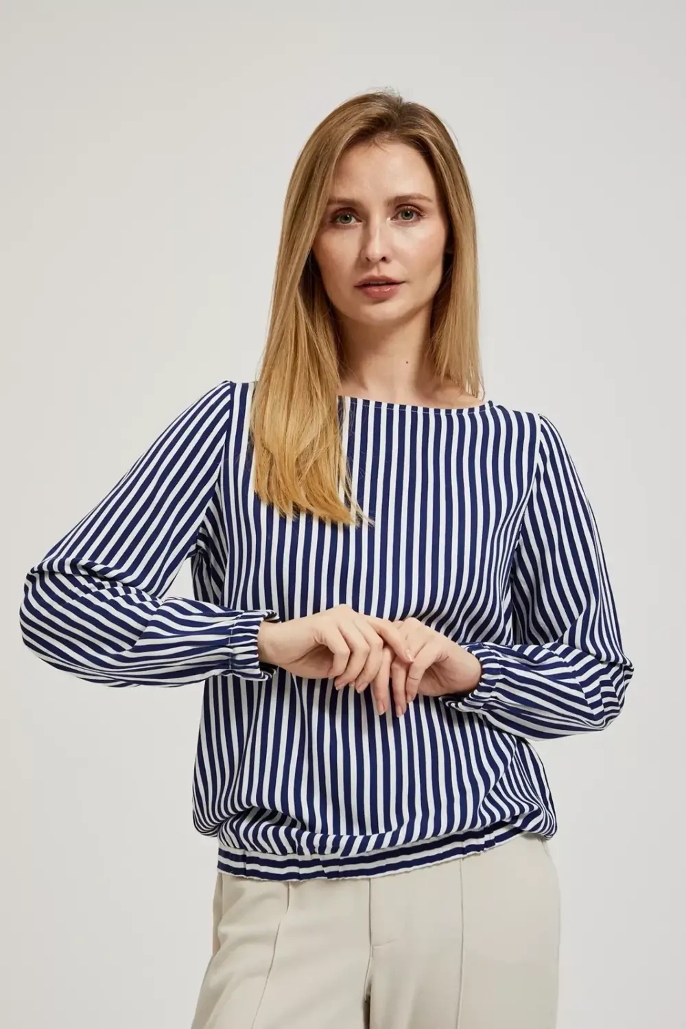 Marisse Women's Shirt L-Ko-4305 White_Navy