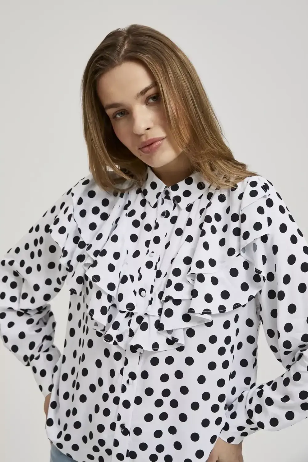 Marisse Women's Shirt L-Ko-4310 Black_White