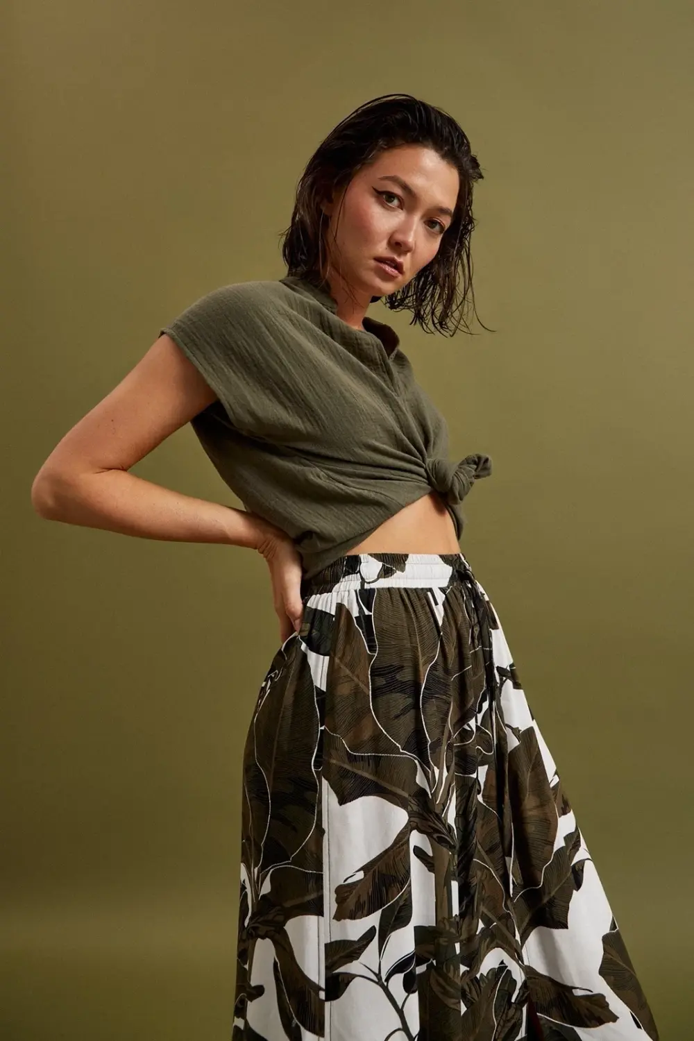 Marisse Women's Shirt L-Ko-4363 D.Olive