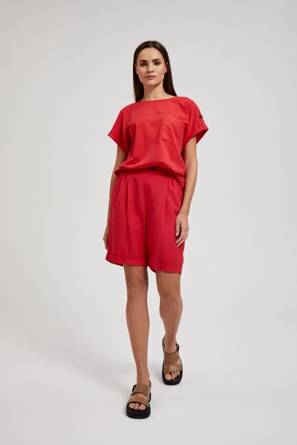 Marisse Women's Shorts L-Sh-4316 Red