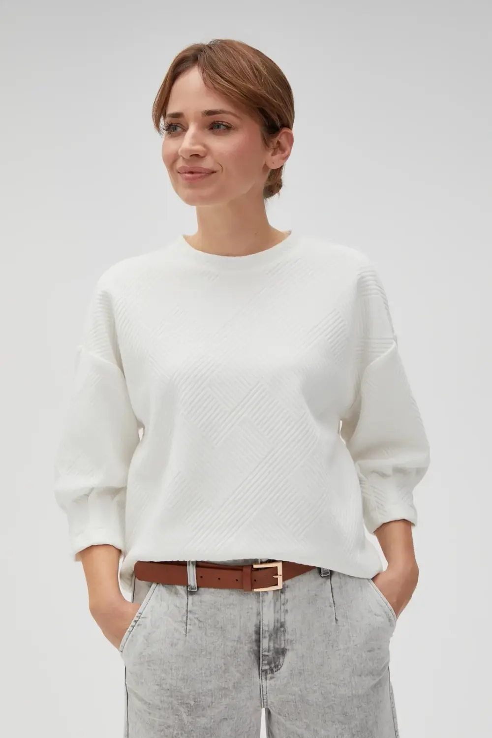 Marisse Women's Sweatshirt L-Bl-4614 Off White