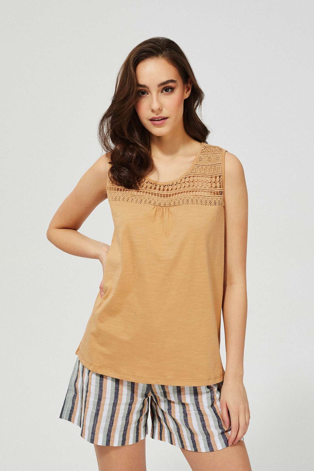 Marisse Top With Openwork Decoration L-Ts-3455 Golden Beige