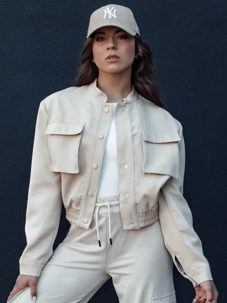 Kurtka damska bomberka PRIEV beżowa Dstreet