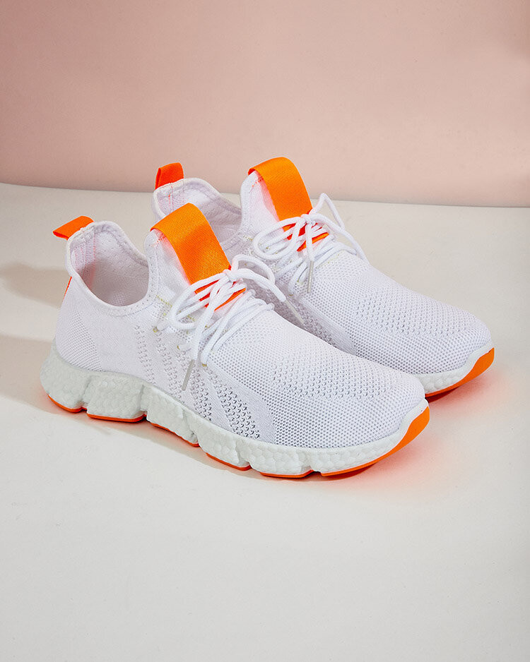 Resti White and orange women's sports shoes Baym - Footwear