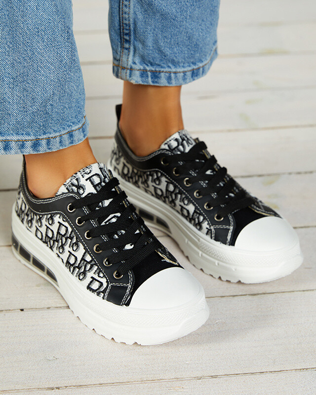 Resti Black patterned women's platform sneakers Neriwas - Footwear