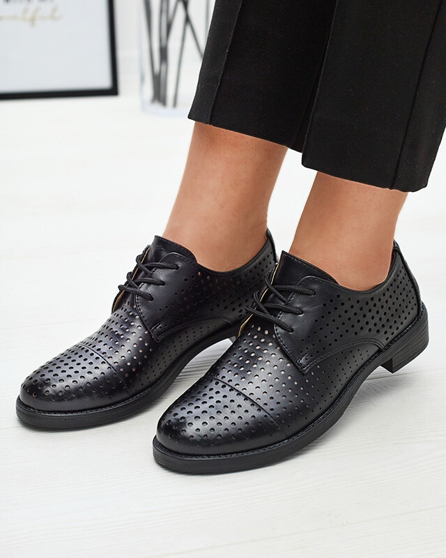 Resti Openwork black women's eco leather half shoes Azedvo- Footwear