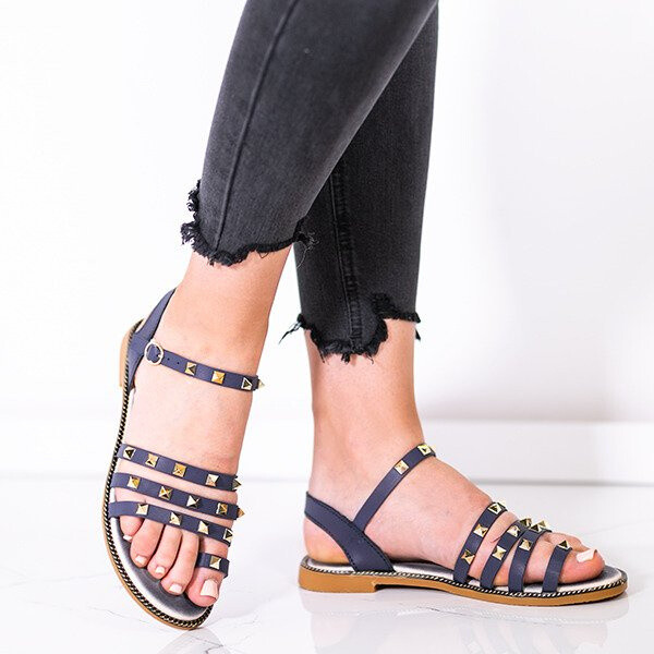 Resti Navy sandals with gold studs Sokoto - Footwear