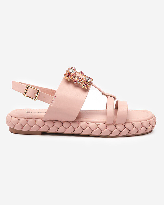 Resti Women's light pink sandals with a decorative Govy buckle - Footwear