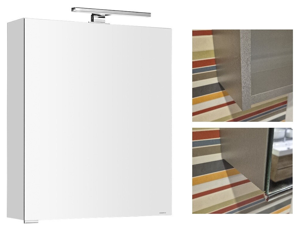 Sapho MIRRÓ galerka s LED osvětlením, 60x70x16cm, levá/pravá, Aluminium (Šedá stříbřitá) VYSTAVENÝ VZOREK, TOP STAV, BEZ ZÁRUKY NA POVRCHOVÉ VADY (ZÁRUKA 1 ROK)