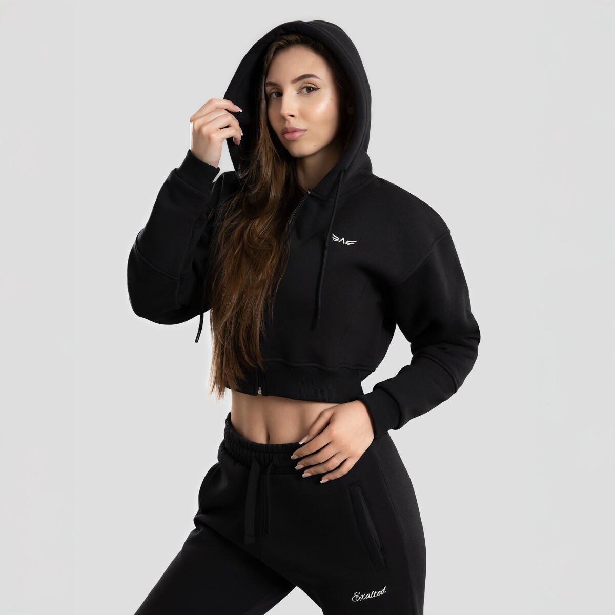 Dámská crop mikina exalted comfy-nest™ černá xl