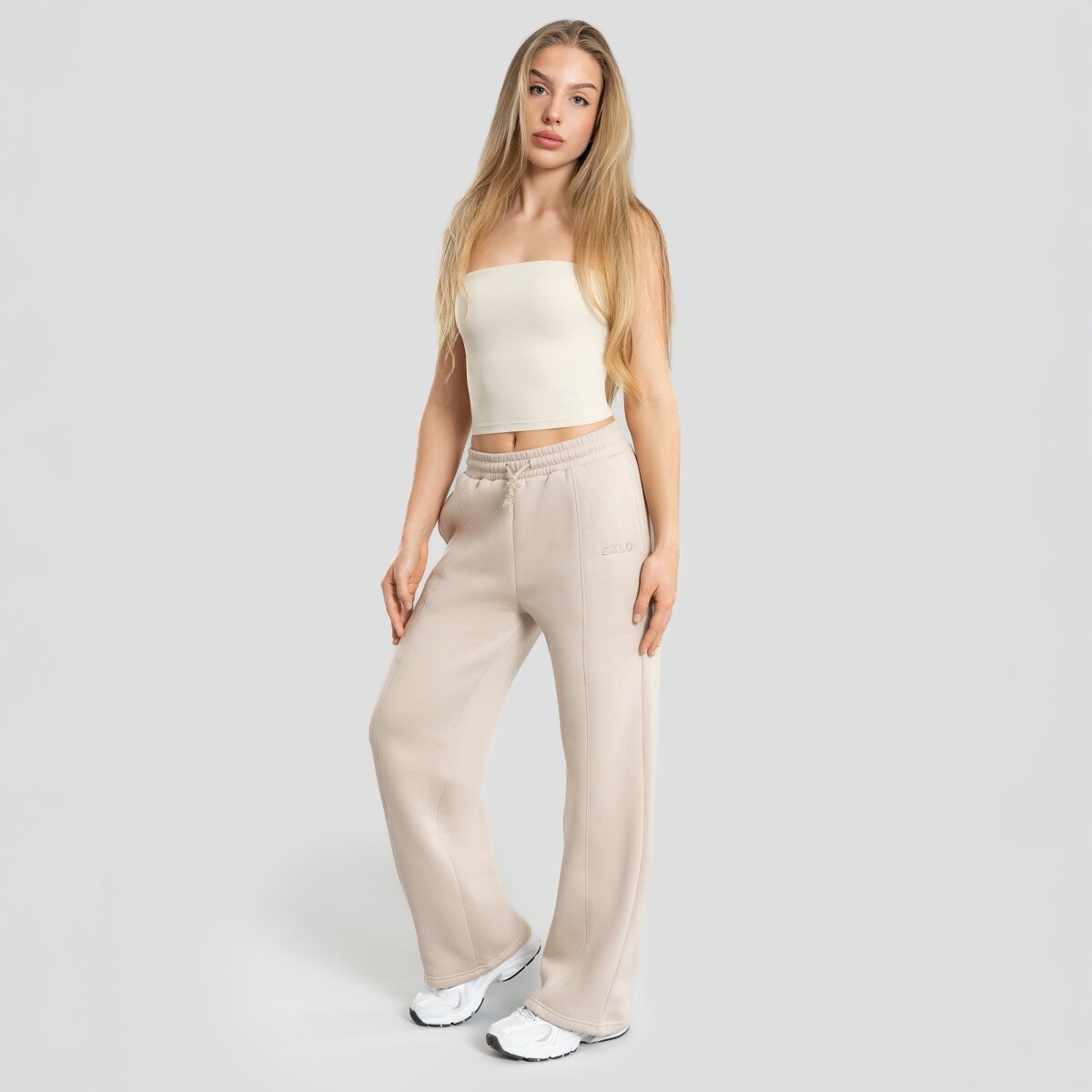 Dámské tepláky exalted comfy-nest™ oversized straight leg béžová xxs