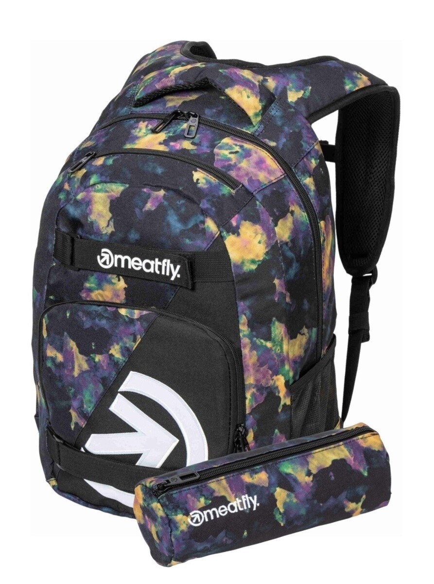 Batoh meatfly exile + penál zdarma fialová/žlutá 24 l
