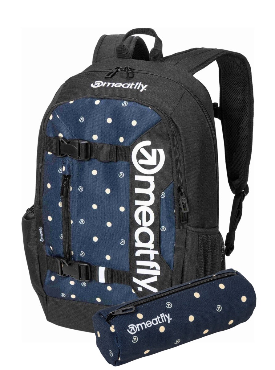 Batoh meatfly basejumper + penál zdarma modrá/žluté puntíky 22 l