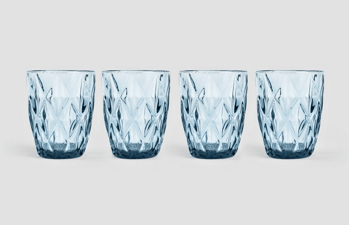 Sada sklenic | LUNNA | modrá 4 kusy | 0,28 l | 747632